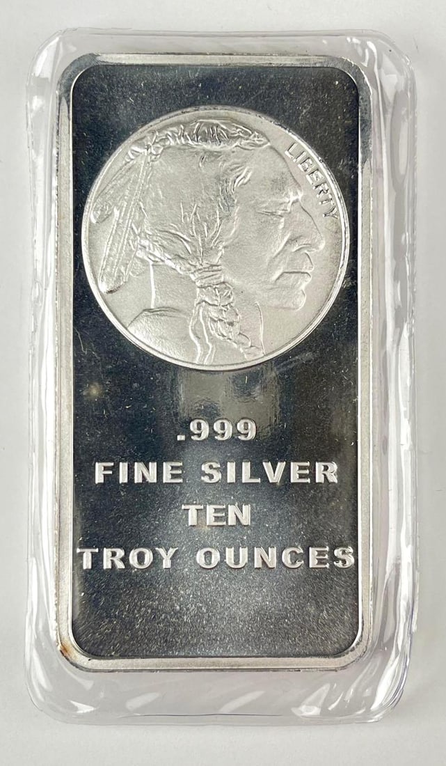 SilverTowne Buffalo Design 10 oz .999 Fine Silver Ingot/ Bar (1 of 2)
