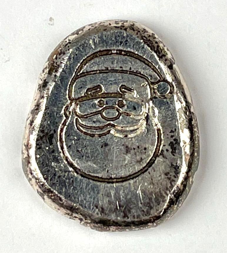 9 Fine Mint Hand Poured Santa 1/2 oz .999 Fine Silver Ingot/ Bar (1 of 2)