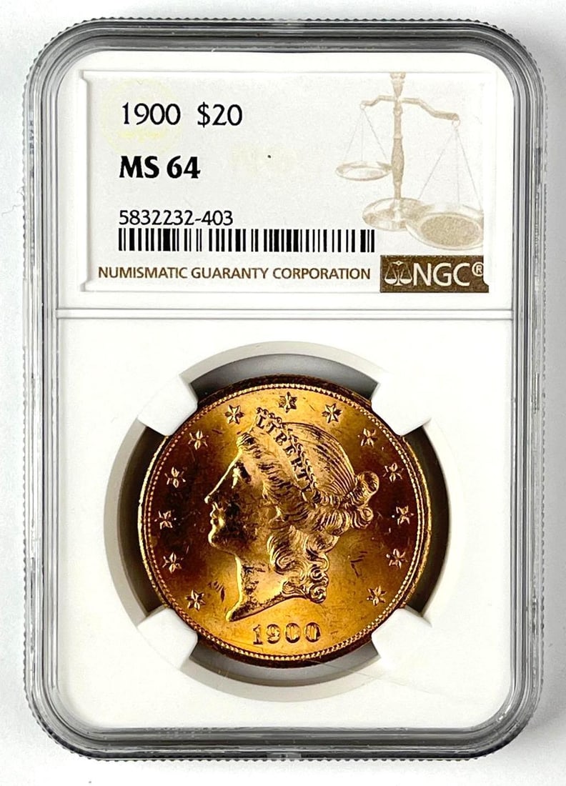 1900 US $20 Liberty Head Gold Coin NGC MS64: 1900 US $20 Liberty Head Gold Coin NGC MS64