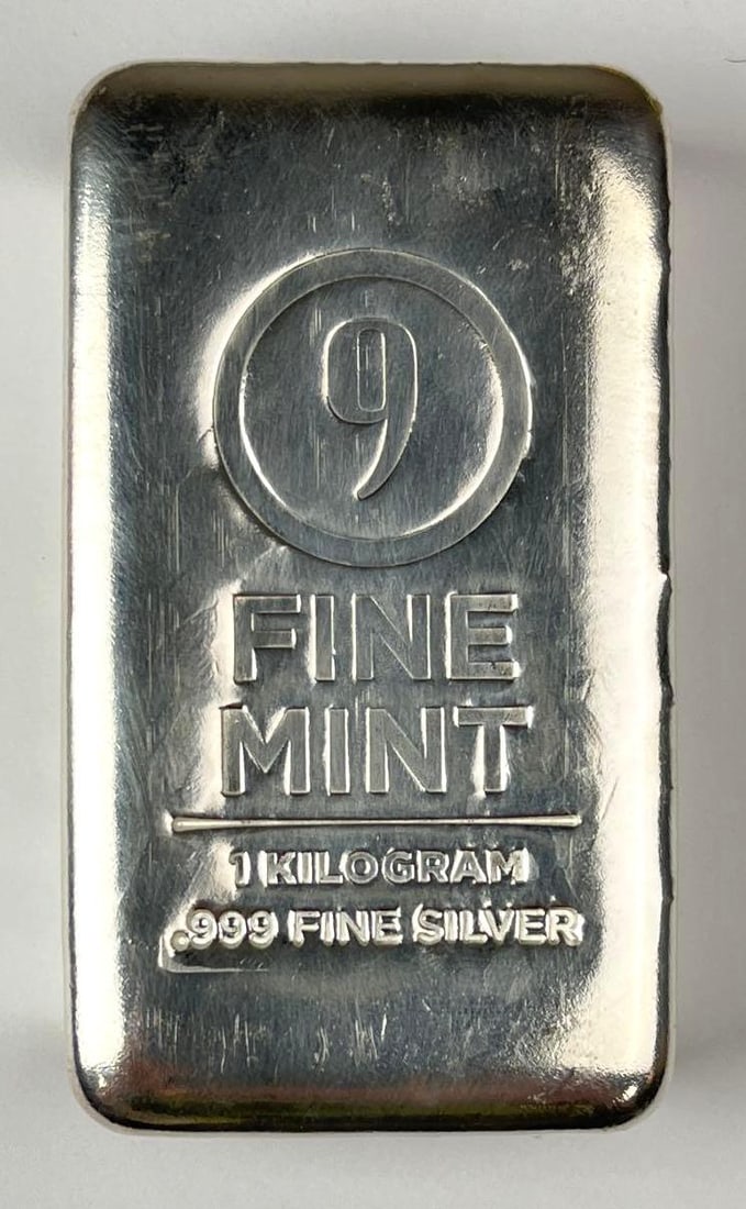 9 Fine Mint 1 Kilo .999 Fine Silver Ingot/ Bar (1 of 2)