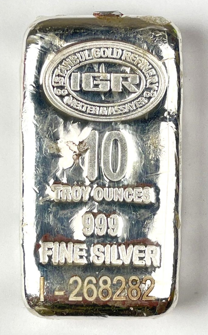 Istanbul Gold Refinery 10 oz 999 Fine Silver Ingot/ Bar: Includes COA