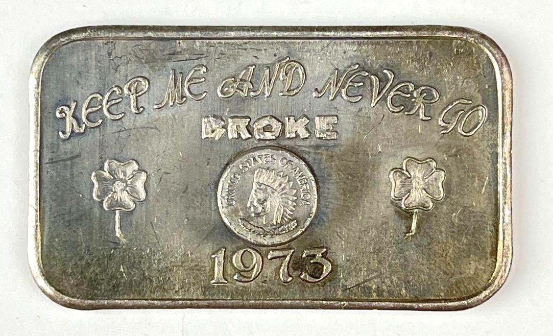 Mother Lode Mint Keep Me and Never Go Broke 1 oz .999 Fine Silver Ingot/Bar (1 of 2)