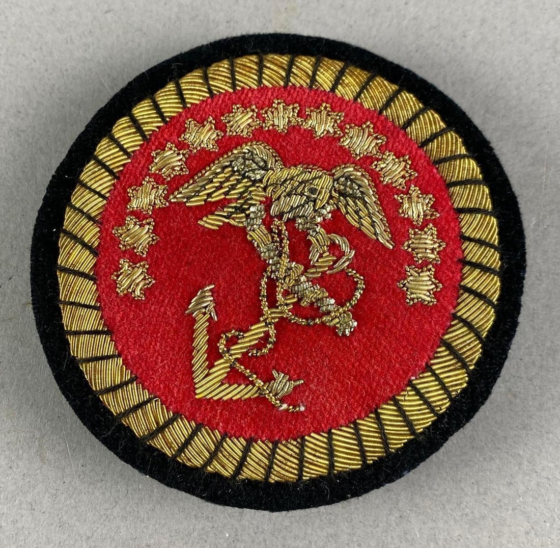 1800s Style USMC Bullion Patch/Pin: united states marine corps, Measures 3 inches in diameter