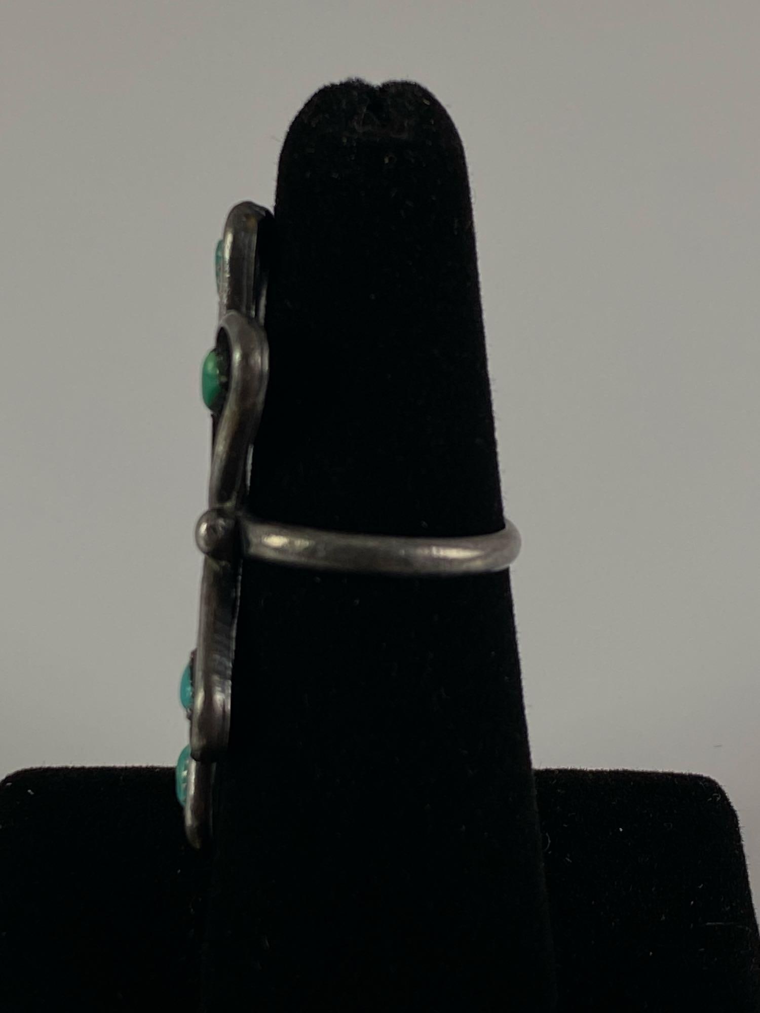 Native American Sterling Silver Turquoise Ring - 2
