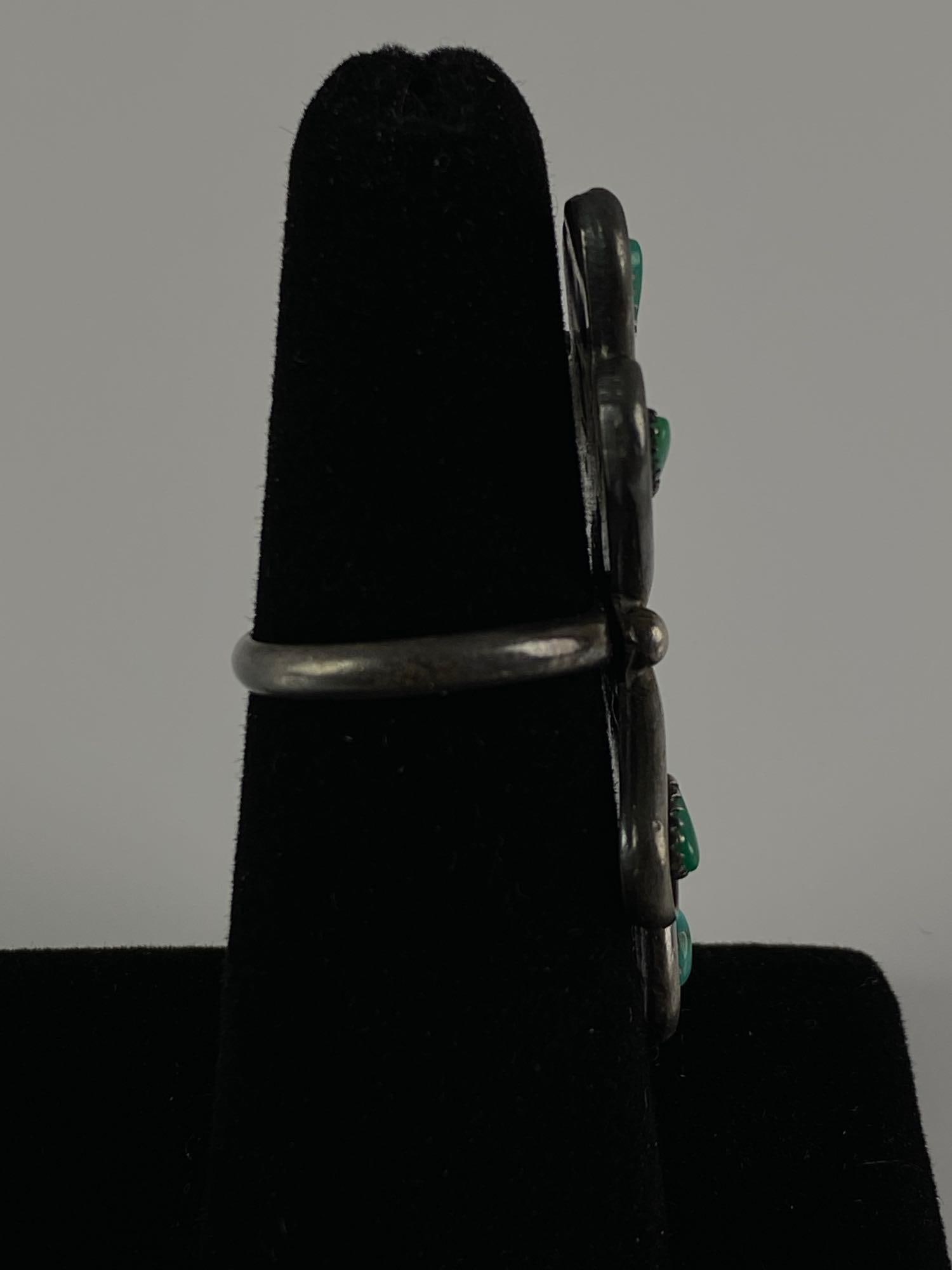 Native American Sterling Silver Turquoise Ring - 4