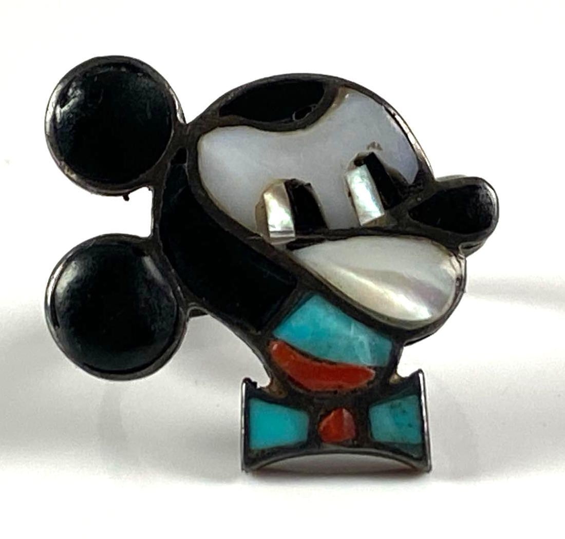 Sterling Silver Mickey Mouse Multi-Stone Ring: Size 5 1/2
