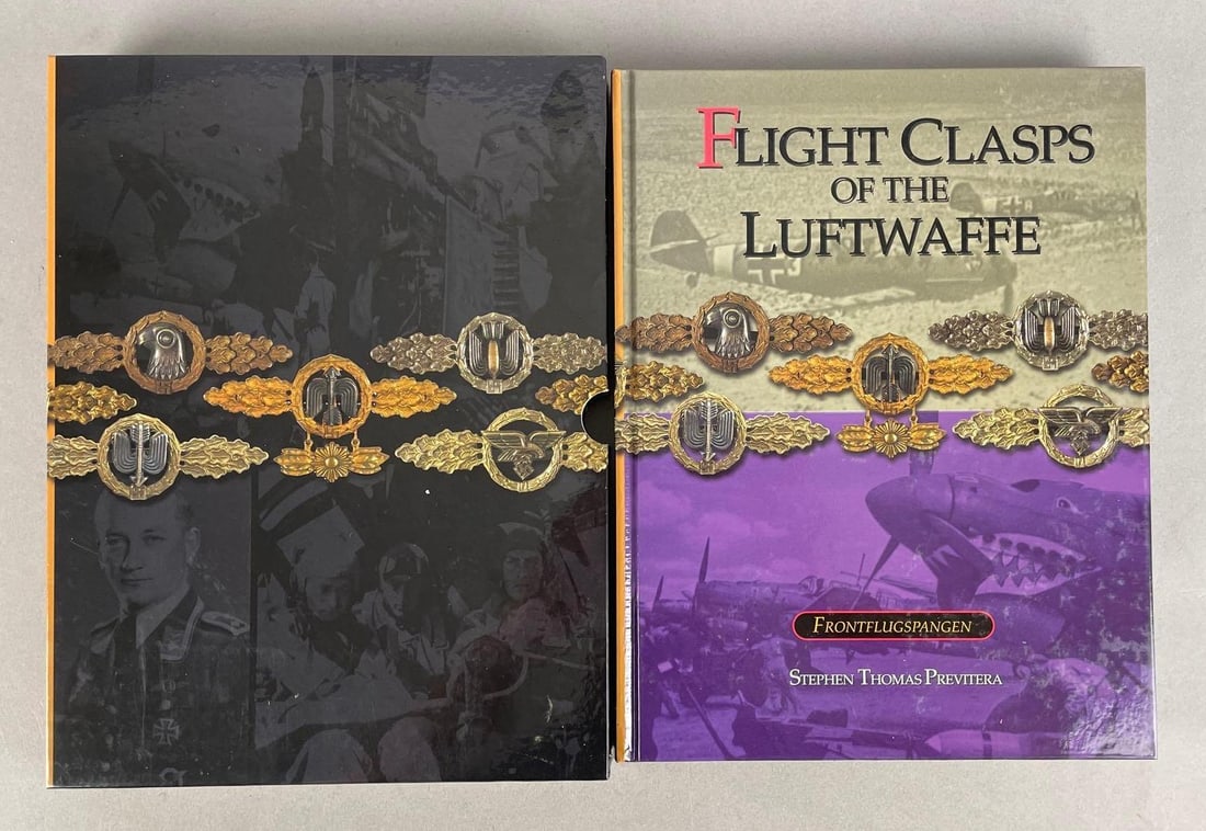 Author Signed Flight Clasps of the Luftwaffe Book: Limited no. 097/200, includes hard slipcover, measures 11 3/4 inches x 9 inches