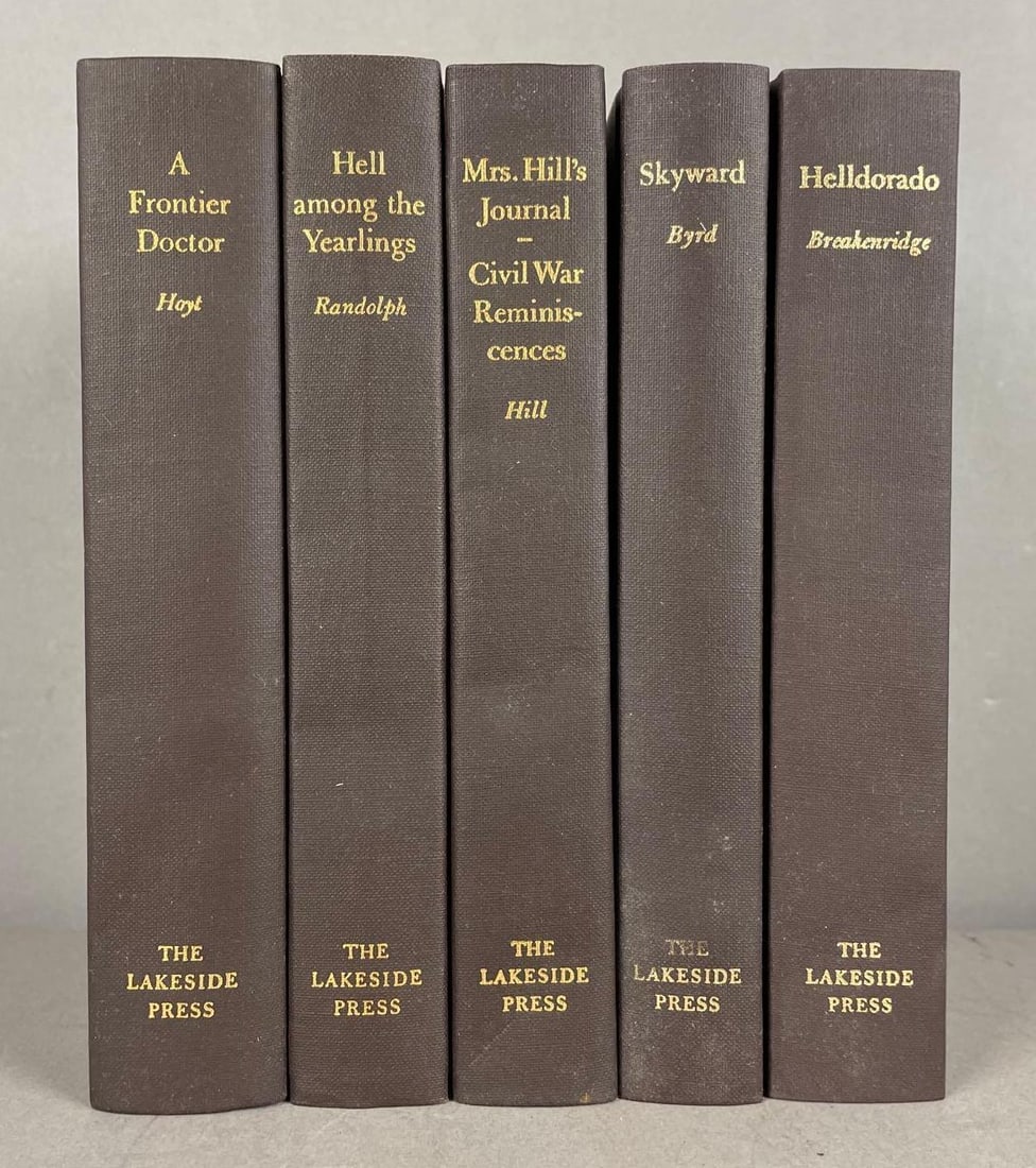 Group of 5 Lakeside Classics Series Historical Hardcover Books: Each measure 7 inches x 4 1/2 inches