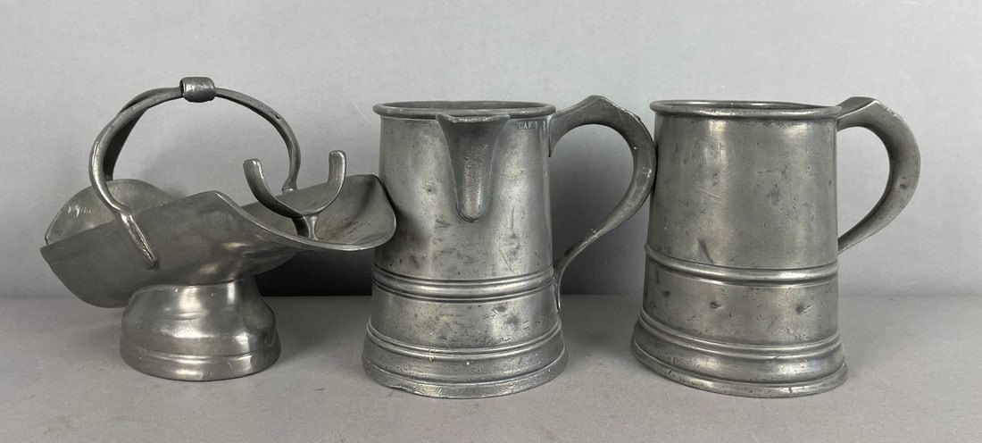 Group of 3 Antique Pewter Tavern Ware (1 of 4)
