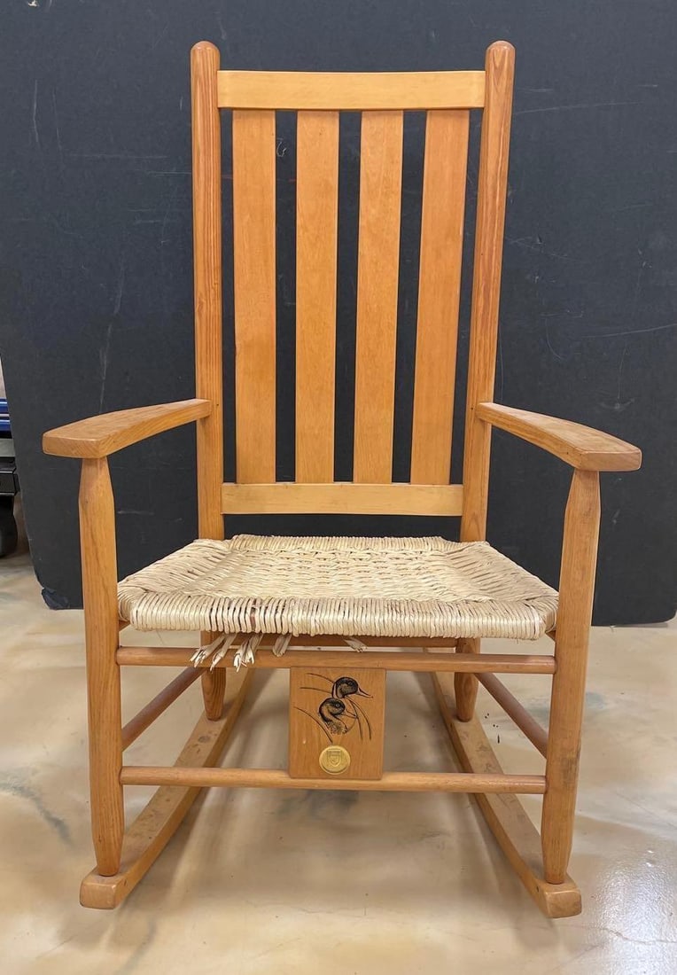Ducks Unlimited Wood and Rattan Rocking Chair (1 of 5)