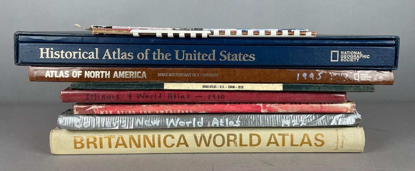 Group of Assorted Atlases: Historical atlas of the United States measures 19 inches x 12 3/4 inches