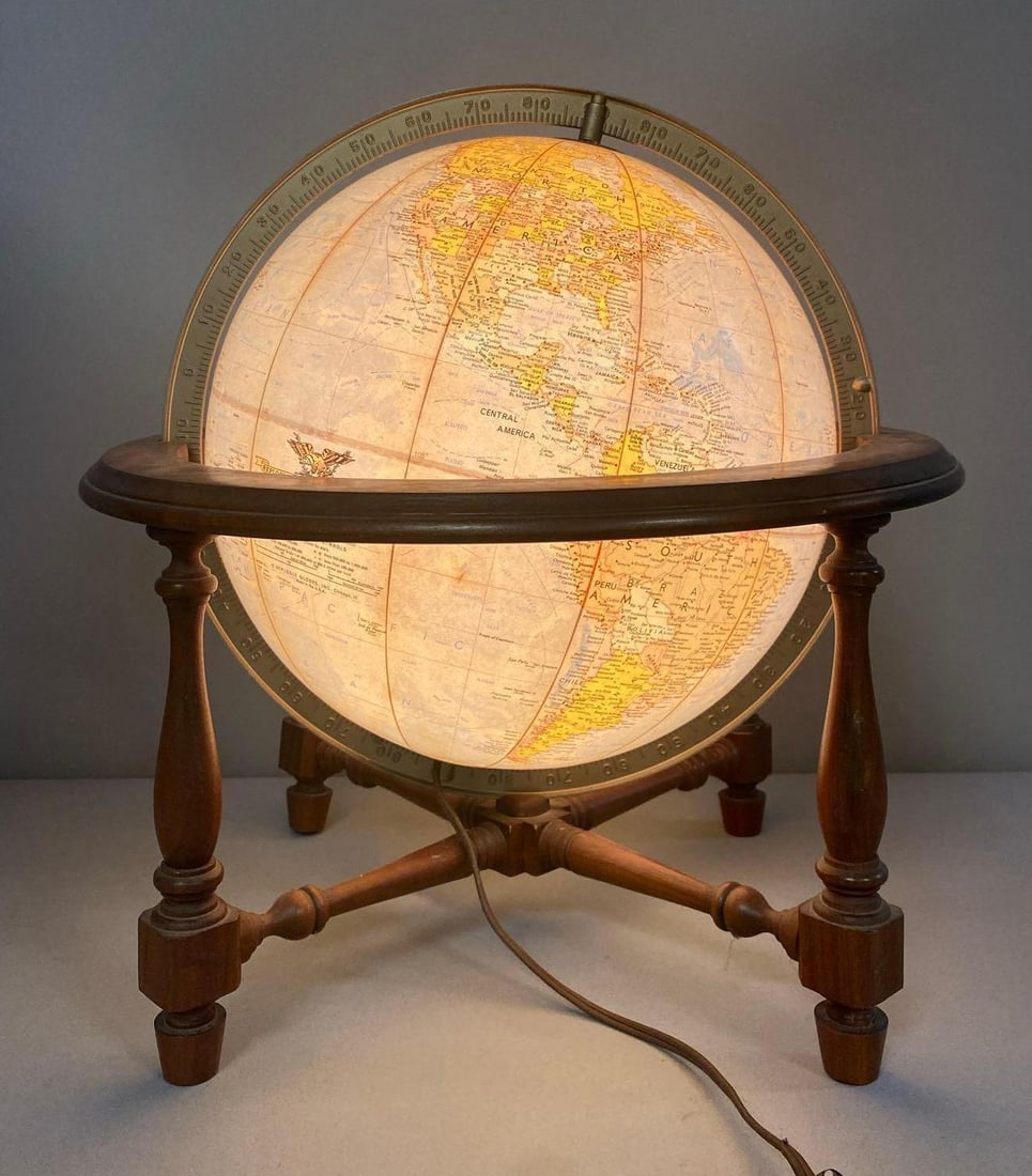 Vintage Replogle 12? Illuminated Tabletop Globe Lamp: Tested and working.