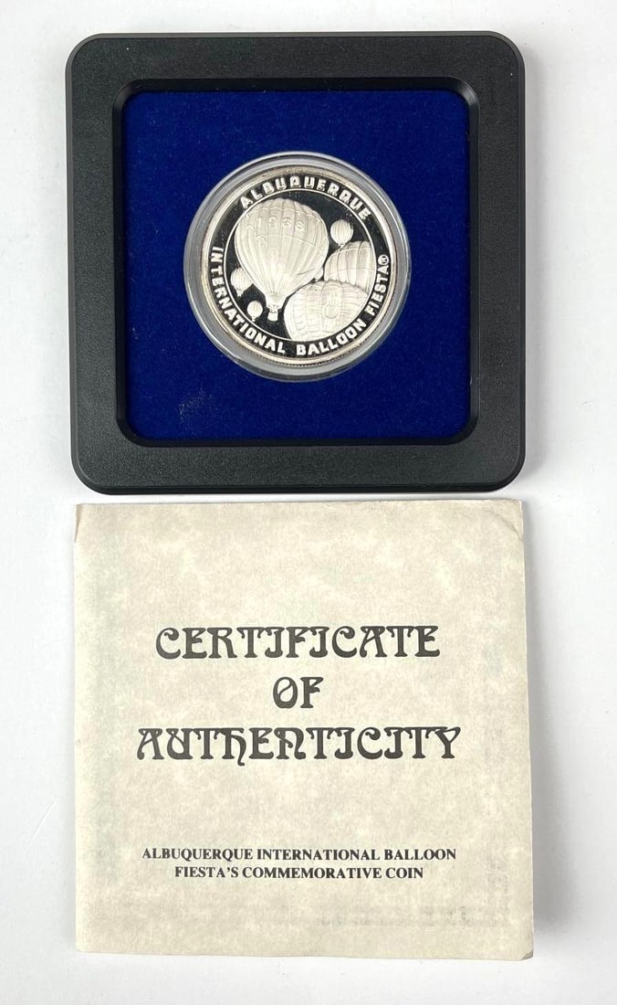1988 Albuquerque International Balloon Fiesta 1 oz .999 Fine Silver Commemorative Proof Coin: Includes COA