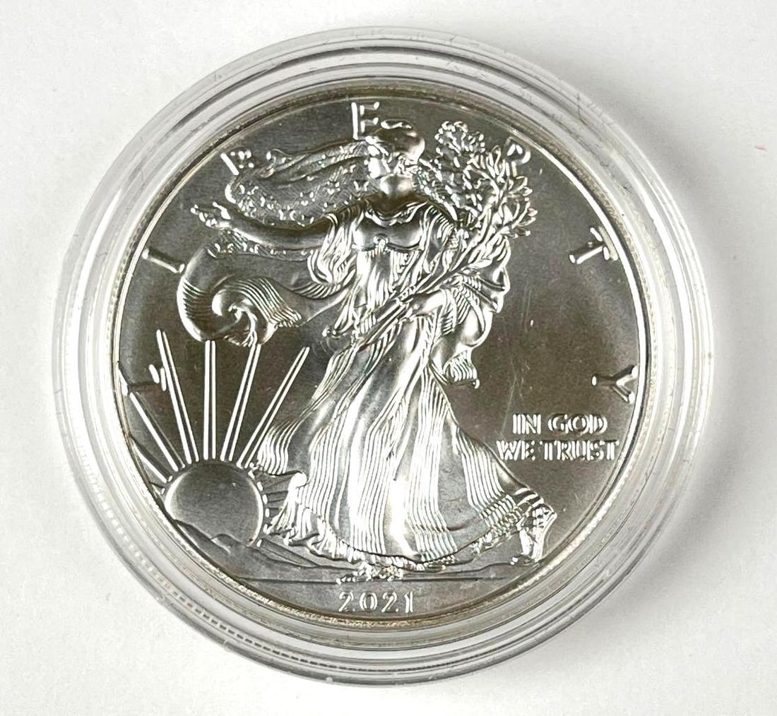 2021 US $1 American Silver Eagle 1 oz Fine Silver Coin: 2021 US $1 American Silver Eagle 1 oz Fine Silver Coin