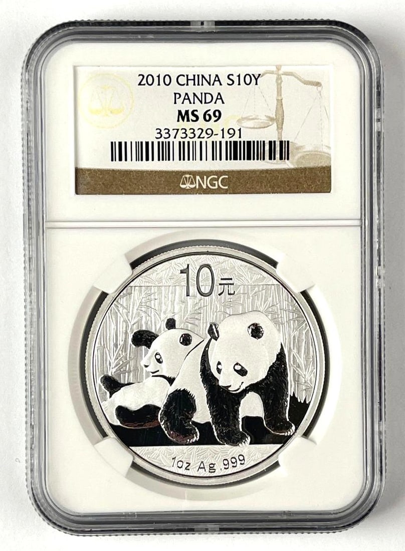 2010 China 10 Yuan Panda 1 oz Fine.999 Fine Silver Coin NGC MS69 (1 of 2)