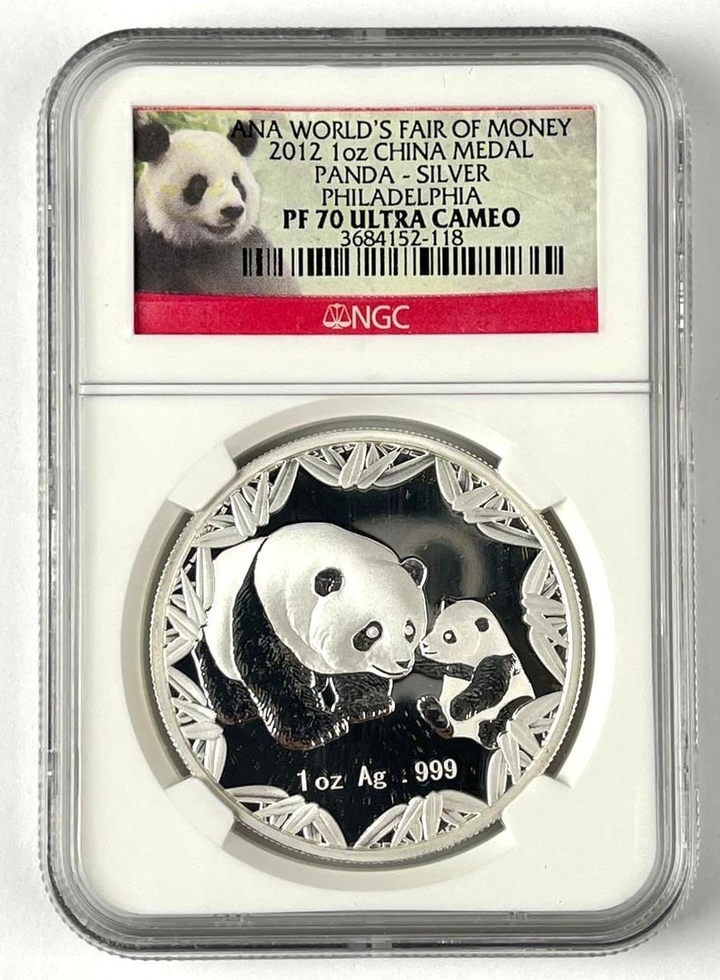 2012 P China Panda Medal ANA Worlds Fair of Money 1 oz .999 Fine Silver NGC PF70 Ultra Cameo (1 of 2)
