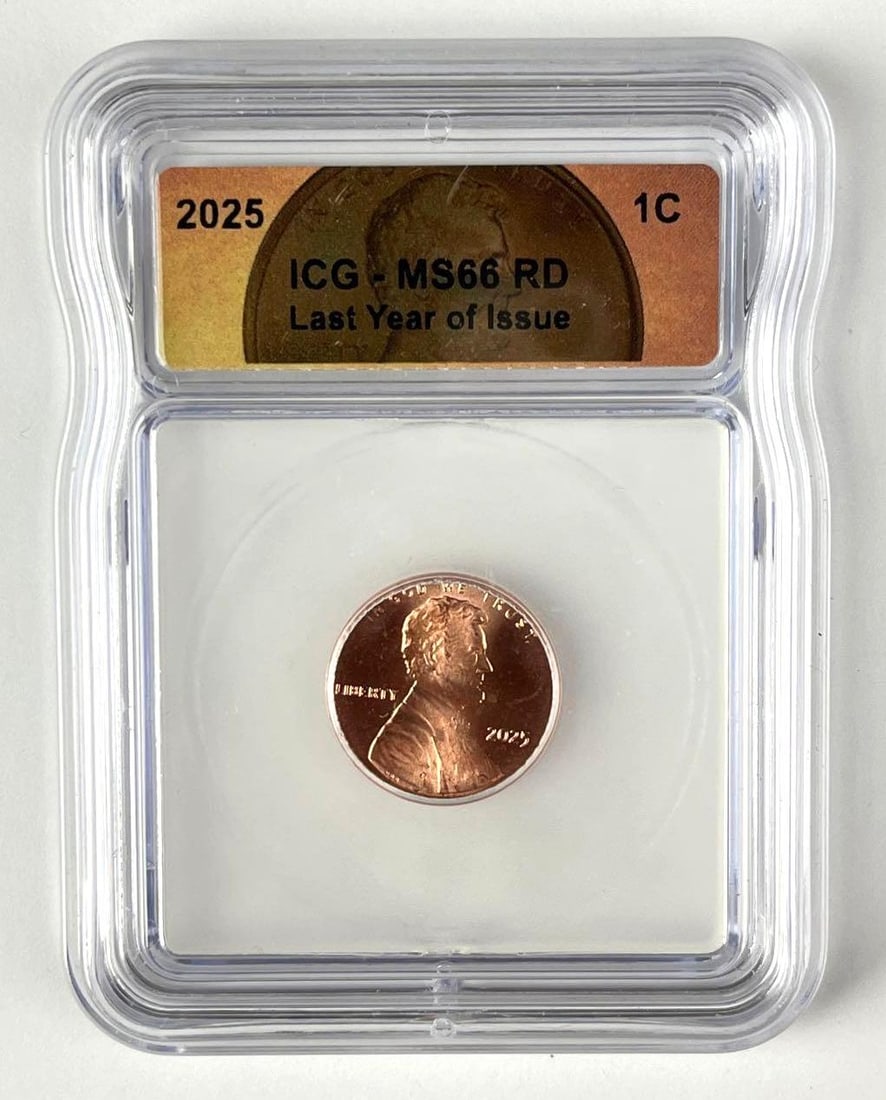 2025 Lincoln Head Shield Cent ICG MS66 RD: Last year of issue