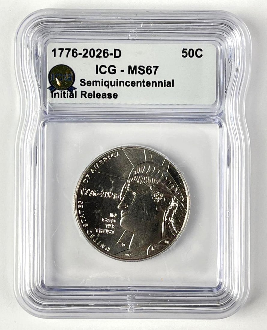 1776-2026 D US 50 Cents Enduring Liberty Semiquincentennial ICG MS67: 1776-2026 D US 50 Cents Enduring Liberty Semiquincentennial ICG MS67