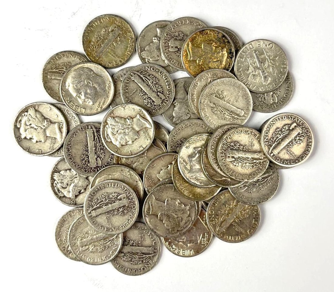 Group of 41 US 90% Silver Dimes (1 of 1)