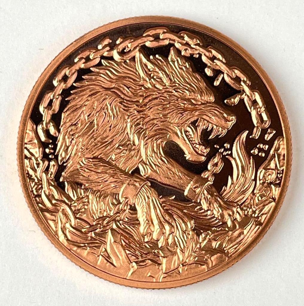 Cool 2 Coin Fenrir 1 oz .999 Fine Copper Round (1 of 2)
