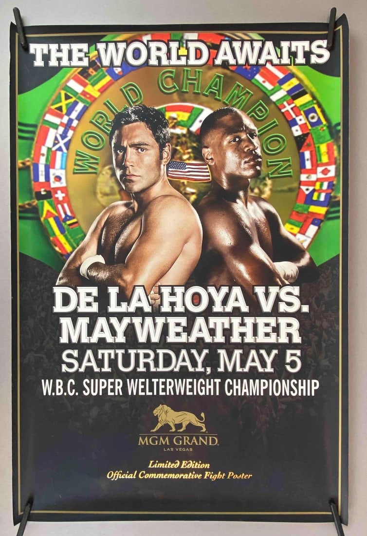 LE MGM Grand De La Hoya VS Mayweather Offical Commemorative Poster: Super welterweight boxing, Measures 34 inches H x 23 inches W