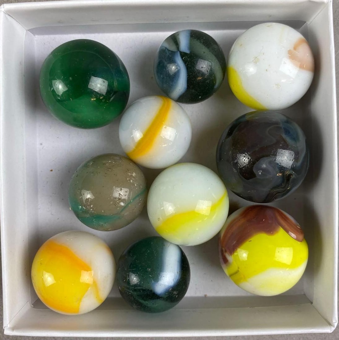 Group of 10 Peltier Rainbo Glass Marble Shooters and More (1 of 2)