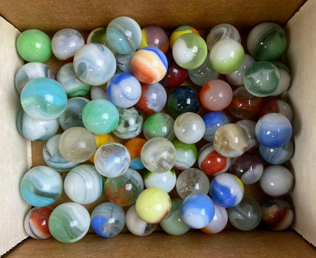 Group of 20+ Vintage Vitro Agate Glass Marbles (1 of 3)
