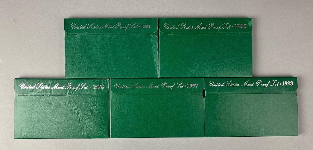 Group of 5 US Mint Coin Proof Sets: Years 1994-1998
