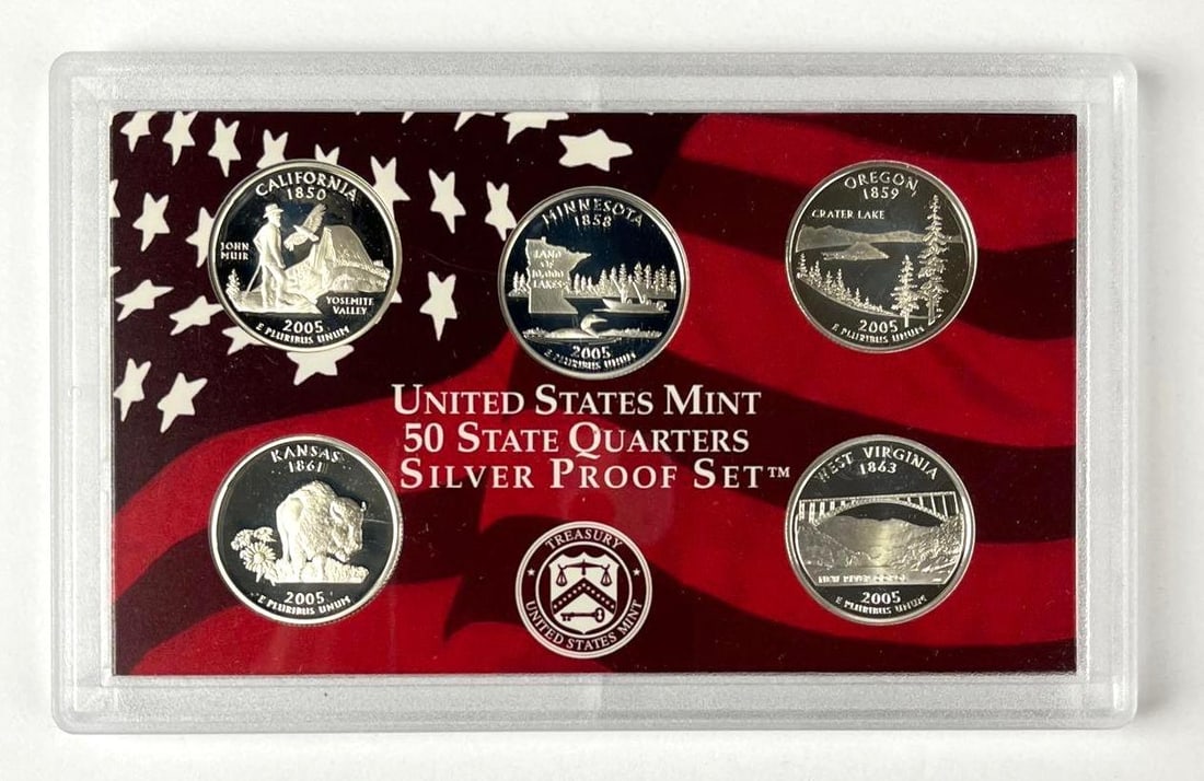 2005 US Mint 50 State Quarters Silver Proof Set: 2005 US Mint 50 State Quarters Silver Proof Set