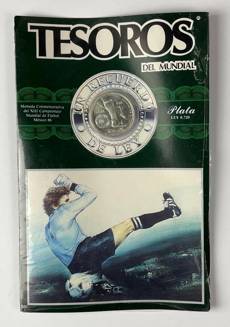 Sealed 1986 Tesoros Mexico $50 World Cup .720 Silver Coin: Sealed 1986 Tesoros Mexico $50 World Cup .720 Silver Coin