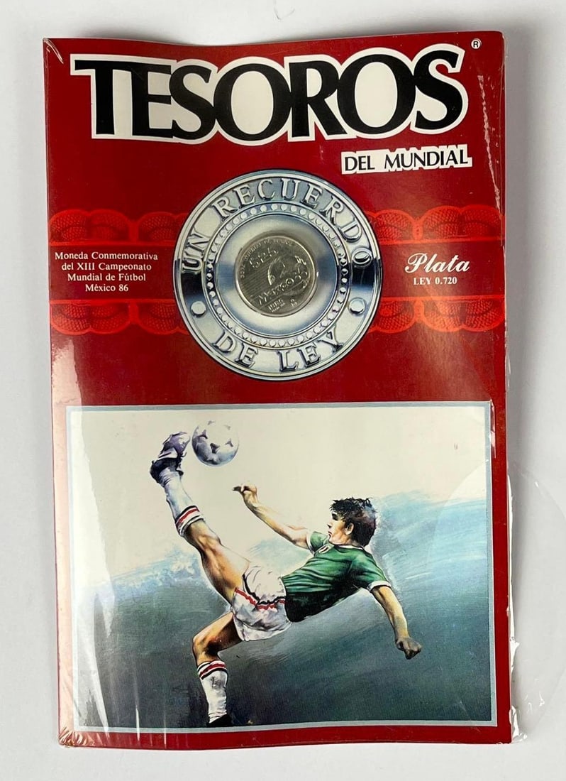 Sealed 1985 Tesoros Mexico $25 World Cup .720 Silver Coin: Sealed 1985 Tesoros Mexico $25 World Cup .720 Silver Coin