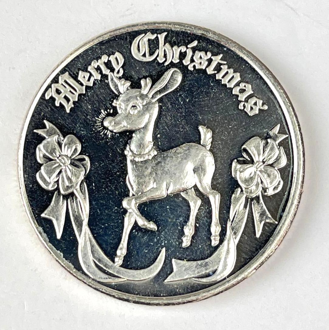 2011 Season Greetings Merry Christmas 1 oz .999 Fine Silver Round (1 of 2)