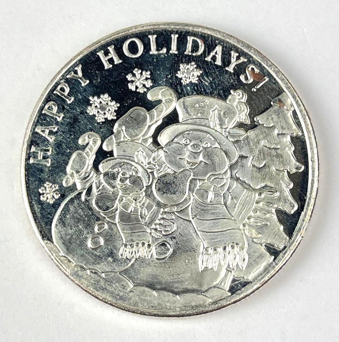 2011 Season Greetings Haply Holidays 1 oz .999 Fine Silver Round (1 of 2)