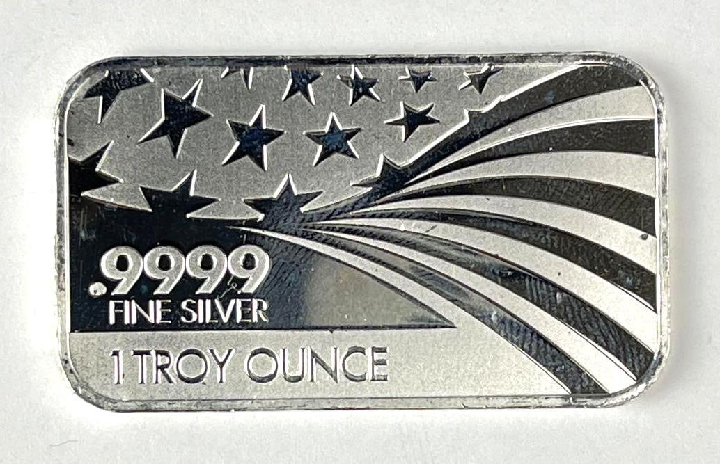 AMPEX American Flag 1 oz .9999 Fine Silver Ingot/Bar: AMPEX American Flag 1 oz .9999 Fine Silver Ingot/Bar