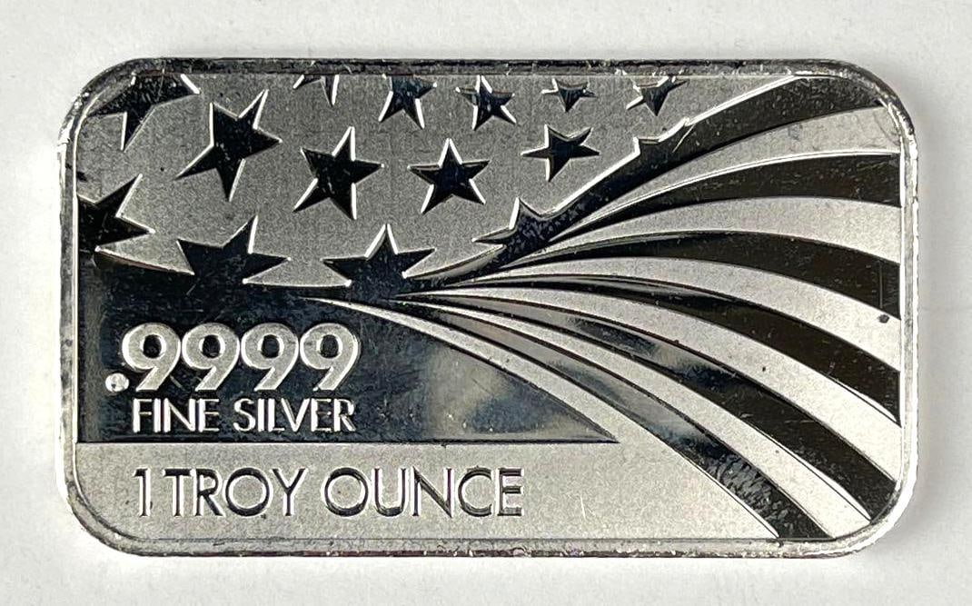 AMPEX American Flag 1 oz .9999 Fine Silver Ingot/Bar: AMPEX American Flag 1 oz .9999 Fine Silver Ingot/Bar