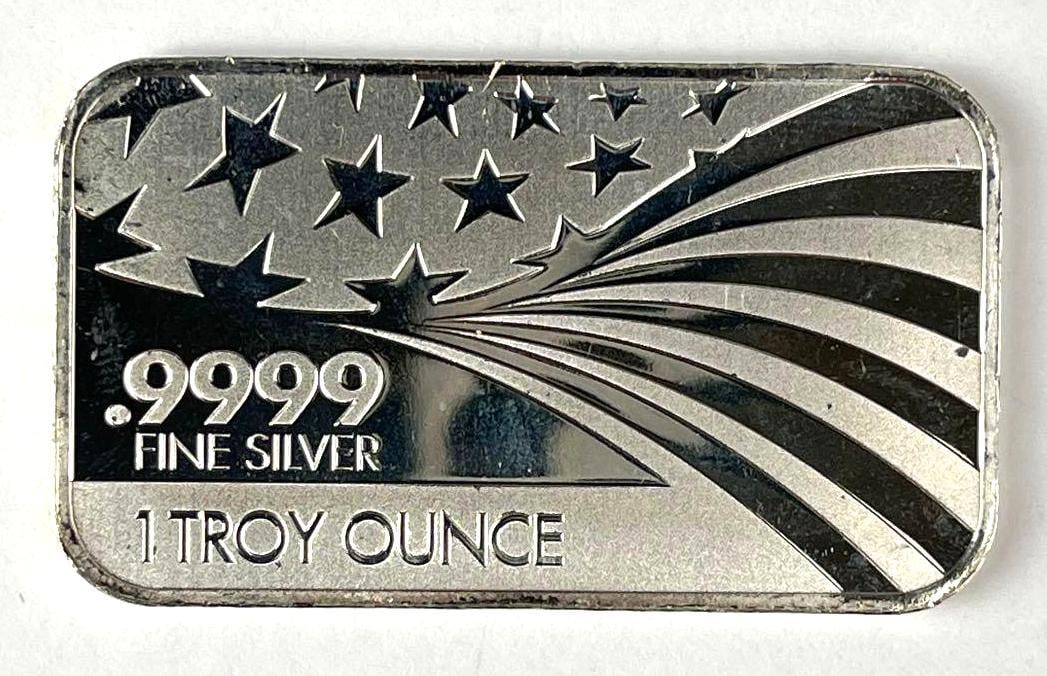 AMPEX American Flag 1 oz .9999 Fine Silver Ingot/Bar (1 of 2)