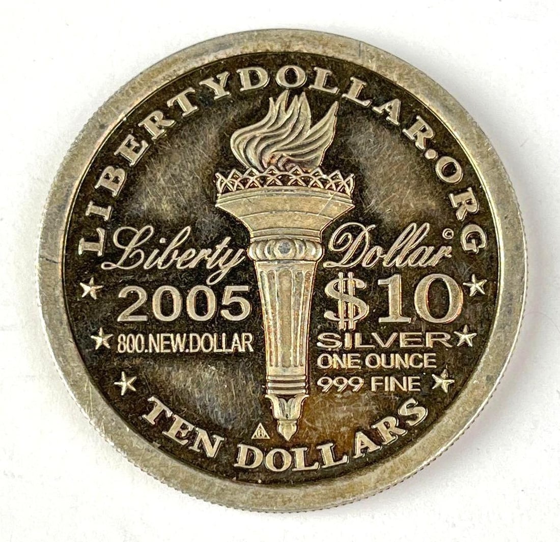 2005 Norfed $10 Liberty 1 oz 999 Fine Silver Round: 2005 Norfed $10 Liberty 1 oz 999 Fine Silver Round