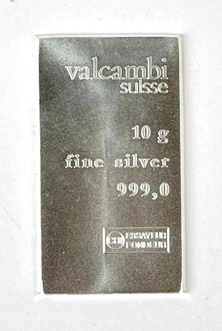 Valcambi Suisse 10 Gram 999.0 Fine Silver Ingot/ Bar (1 of 2)
