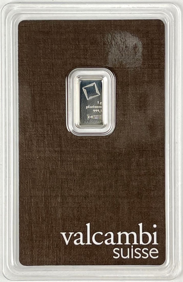 Valcambi Suisse 1 Gram 999.5 Platinum Ingot/ Bar: Valcambi Suisse 1 Gram 999.5 Platinum Ingot/ Ba