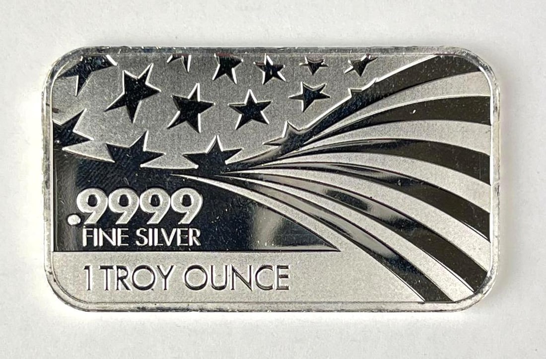APMEX American Flag 1 oz .9999 Fine Silver Ingot/ Bar (1 of 2)