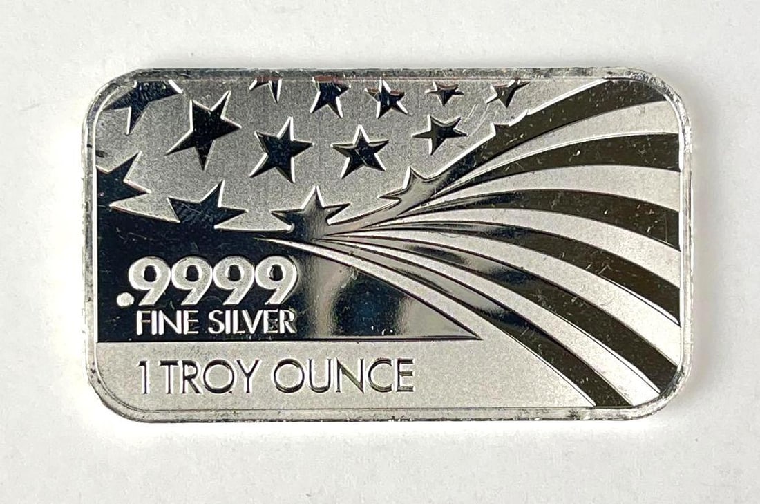 APMEX American Flag 1 oz .9999 Fine Silver Ingot/ Bar (1 of 2)