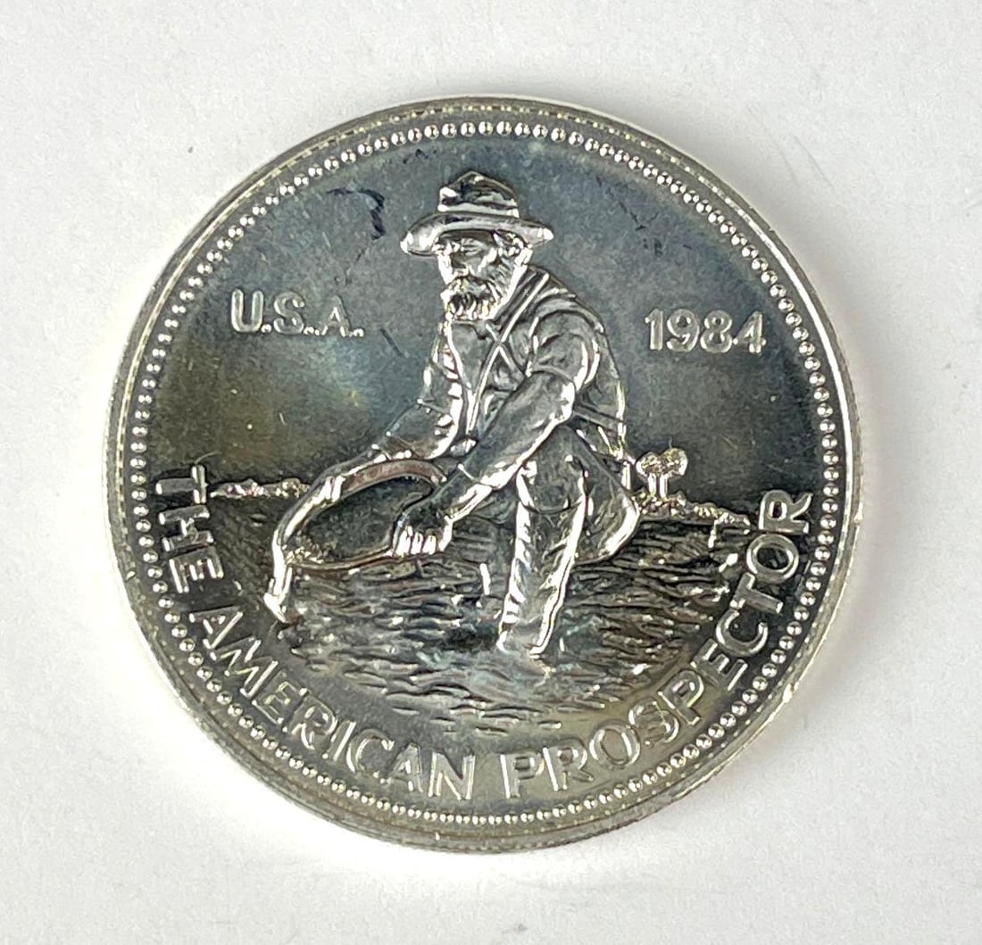 1984 Engelhard The American Prospector 1 oz 999 Fine Silver Round (1 of 2)