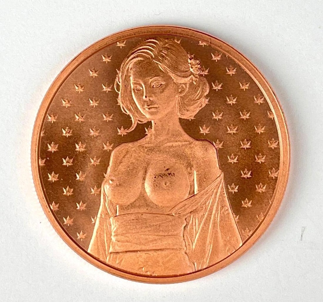 Bullion Baddies Sakura Silk 1 oz .999 Fine Copper Round: Bullion