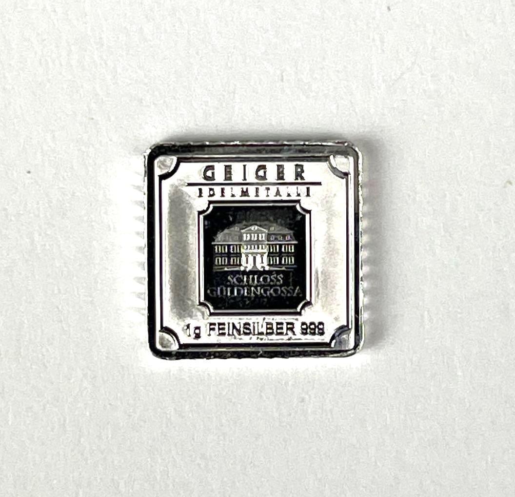 Geiger Edelmetalle Schloss Guldengossa 1 Gram 999 Fine Silver Ingot/ Bar: Geiger Edelmetalle Schloss Guldengossa 1 Gram 999 Fine Silver Ingot/ Ba