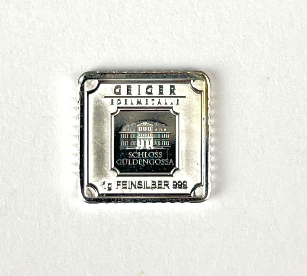 Geiger Edelmetalle Schloss Guldengossa 1 Gram 999 Fine Silver Ingot/ Bar: Geiger Edelmetalle Schloss Guldengossa 1 Gram 999 Fine Silver Ingot/ Ba