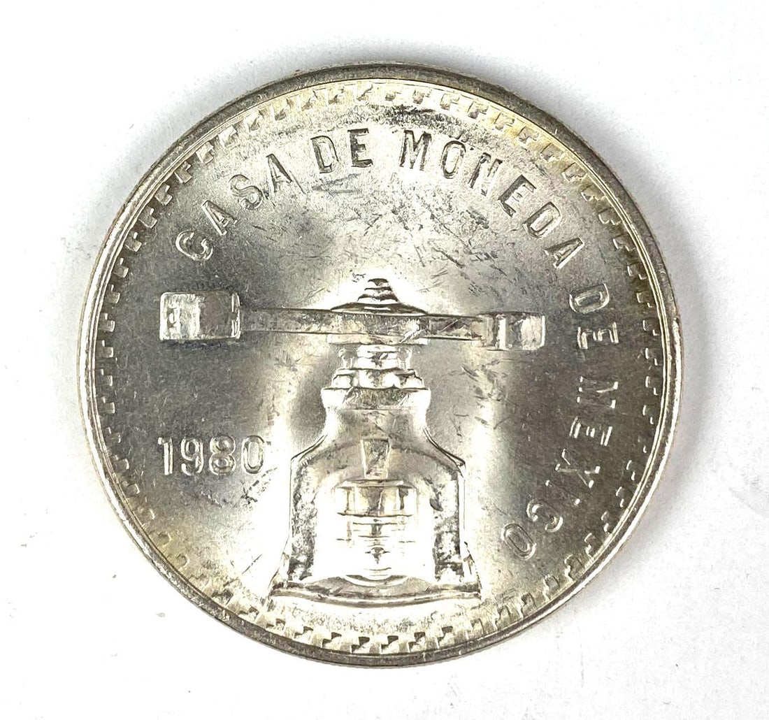 1980 Mexico Balance Scale 1 Onza 1 oz Silver Round (1 of 2)