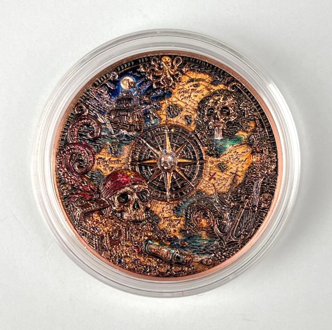 Colorized Pirate Map 1 oz 999 Fine Copper Round (1 of 2)