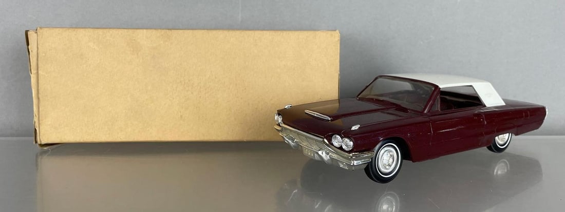 1965 Ford Thunderbird Hardtop Dealership Promo Car: Vintage burgundy / white, coaster, original packaging
