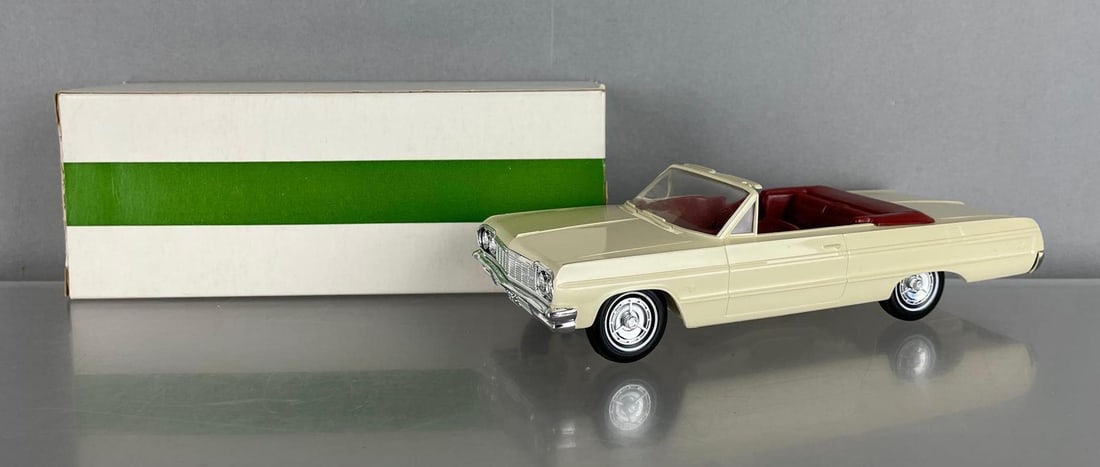 1964 Chevy Impala Convertible Dealership Promo Car: Ermine white, ember red interior, coaster, original box