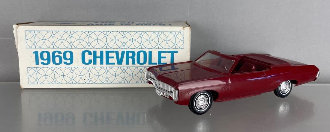 1969 Chevy Impala SS Convertible Dealership Promo Car: Garnet red, coaster, original packaging